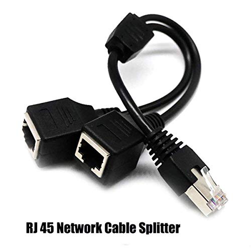 Product Cover RJ45 Network 1 to 2 Port Ethernet Adapter Splitter, RJ45 Male 1 to 2 Female LAN Ethernet Splitter Adapter Cable Compatible with Cat5, Cat5e, Cat6, Cat7 (Black)