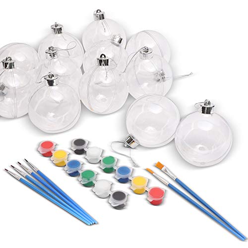 Product Cover Bright Creations Clear Christmas Ornaments DIY Paint and Brush Kit (12 Balls, 2 Pack)