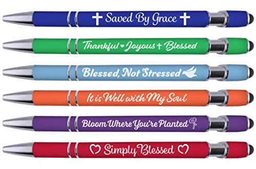 Product Cover Greeting Pen Christian Inspirational Pen Set with Soft Touch Coated Metal and Stylus 6 pack 36091