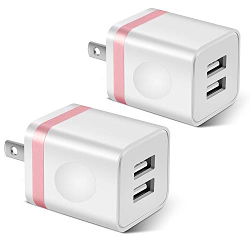Product Cover STELECH USB Wall Charger, 2-Pack 2.1A Dual Port USB Plug Charger Adapter Charging Block Compatible with iPhone 11/11 Pro/11 Pro Max/Xs Max/Xs/XR/X/8/7/6 Plus/5S, iPad, Samsung, LG, Moto, Android Phone