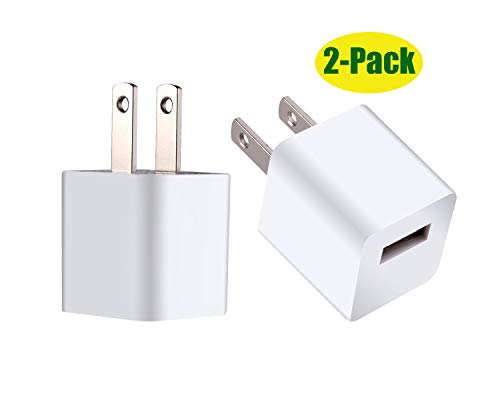 Product Cover 5W Wall Charger Cube Power Adapter Plug USB Charging Block for All iPhones,iPad Mini 2/3/4,iPod Touch(2 Pack)