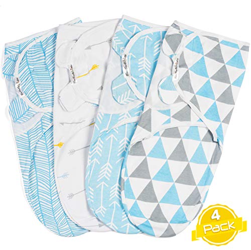 Product Cover BaeBae Goods Swaddle Blanket, Adjustable Infant Baby Swaddling Wrap Set of 4, Baby Swaddling Wrap Blankets for Boys and Girls Made in Soft Cotton
