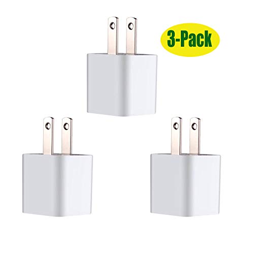 Product Cover Wall Charger Cube Power Adapter Plug Charging Block for All iPhones,iPad Mini 2/3/4, iPod Touch (3 Pack)