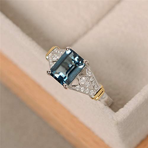 Product Cover Metmejiao Vintage Women Aquamarine Gemstone 14k White Gold Filled Wedding Bridal Band Ring (8)