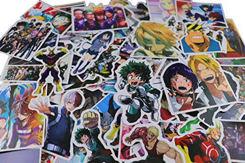 Product Cover 100 pcs My Hero PVC Waterproof Stickers Bomb Superheroes for Laptop, Notebooks, Car, Bicycle, Skateboards, Luggage Decoration (My Hero)