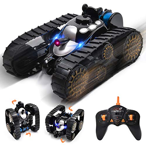 Product Cover Ulvench Rechargeable RC Tank Car Gifts Toy with Music LED Light, 360-degree Rotating Flip Stunt Vehicle, High Speed Tank Auto,Present Xmas for Boys Girls Teens and Children.