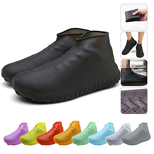 Product Cover Nirohee Silicone Shoes Covers, Shoe Covers, Rain Boots Reusable Easy to Carry for Women, Men, Kids. (Black, L)