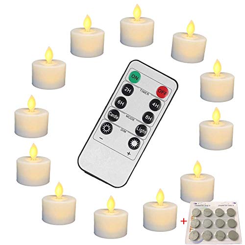 Product Cover MorJar Battery Operated LED Tea Lights, Pack of 12, Flameless Flickering Moving Wick Warm White LED Candle Sets with Remote Control Cycling 24 Hours Timer, for Seasonal & Festival Celebration