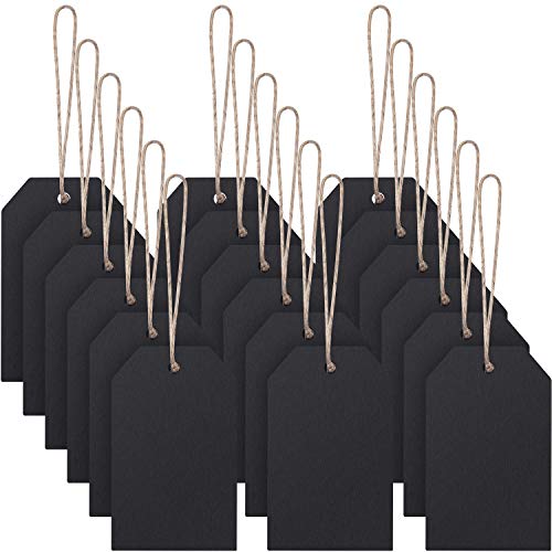 Product Cover 40 Pieces Mini Chalkboard Tags Erasable Hanging Blackboard Double Sided Erasable Board with Twine for Kids DIY Craft Party Decoration Price Tag Supplies