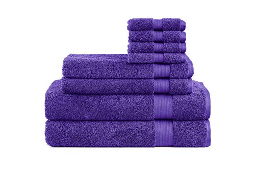 Product Cover Cotton Cozy Indulgence 600 GSM Luxury 8-Piece Towel Set: 2 Bath Towels, 2 Hand Towels and 4 Washcloths, 100% Cotton, Amercian Construction, Soft, Highly Absorbent, Machine Washable,