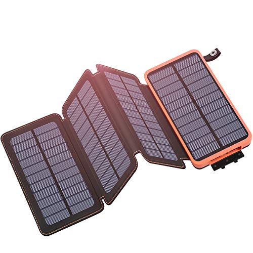 Product Cover Tranmix Solar Charger 25000mAh Portable Power Bank with 4 Solar Panels 6W Power Phone Charger for Smart Phones, Tablets and Outdoor Waterproof