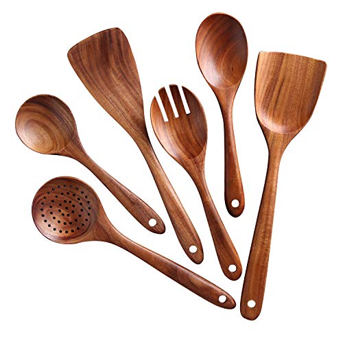 Product Cover Kitchen Utensils Set, Wooden Cooking Utensil Set Non-stick Pan Kitchen Tool Wooden Cooking Spoons and Spatulas Wooden Spoons for cooking salad fork