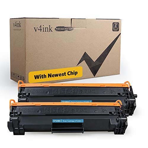 Product Cover [with New CHIP] V4INK Black 2-Pack Compatible for HP 48A CF248A M15w M29w Toner Cartridge for use in HP Laserjet Pro M15w M15a M16a M16w M15 HP Laserjet Pro MFP M28w M28a M29w M29a M29 Printer Ink