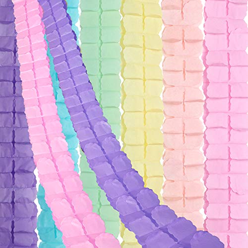 Product Cover RUBFAC 6pcs Unicorn Four-Leaf Clover Paper Garland Streamers Tissue Hanging Garland for Party Decoration