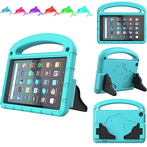 Product Cover TeeFity Amazon Fire 7 Case, Fire 7 2019 Tablet Case for Kids, Kid-Proof Handle Light Weight Protective Stand Kids Case for Amazon All-New Fire 7-inch Tablet, 9th Generation, 2019 Release, Turquoise