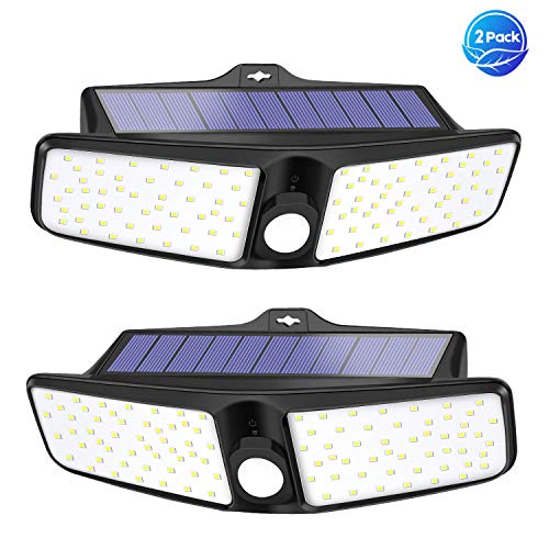 Product Cover VOSONX Solar Lights Outdoor | Motion Sensor Security Lights (2 per Pack) - Wireless, Wall Mounted Rechargeable Flood Lights - Solar Powered LED Lights