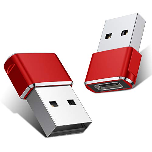 Product Cover USB C Female to USB Male Adapter (Upgraded Version) (2-Pack), Basesailor Type C to USB A Adapter, Compatible with Laptops, Power Banks, Chargers, and More Devices with Standard USB A Ports (Red)