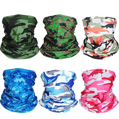 Product Cover 6 Pieces Summer UV Protection Face Mask Neck Gaiter Scarf Sunscreen Breathable Bandana (Color Set 4)