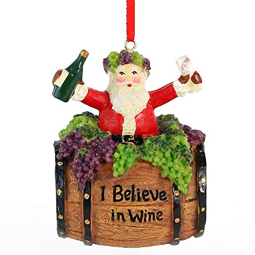 Product Cover Ornativity Santa Wine Barrel Ornament - Santa On Wine Barrel Christmas Holiday Tree Decoration