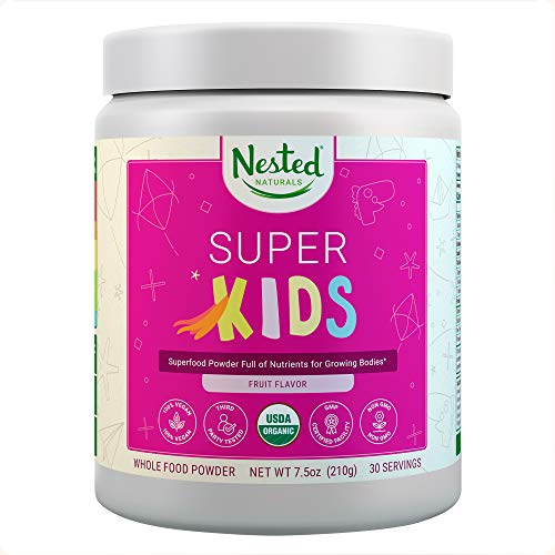 Product Cover Nested Naturals Super Kids | 100% USDA Organic Vegan Superfood Powder for Kids | 30 Servings of Greens, Veggies, Fruits, Seeds | Natural Fruit Flavor | Non-GMO, Gluten-Free Plant-Based Nutrition