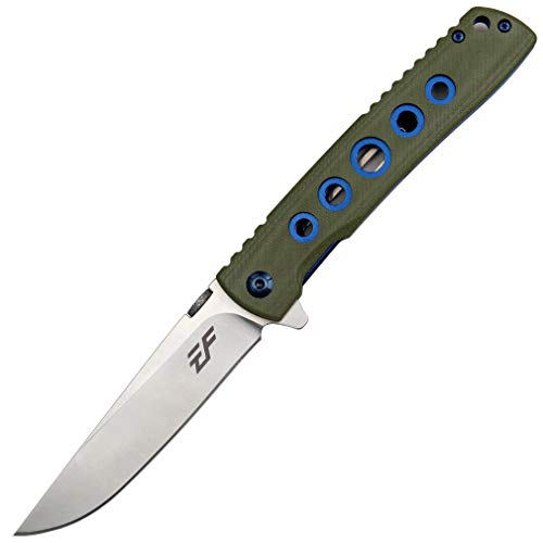 Product Cover Eafengrow EF27 Folding Knife, D2 Steel Blade Everyday Carry, Flipper Open, Liner Lock, G10 Pocket Knife with Clip for Camping Hiking Tactical (Green)
