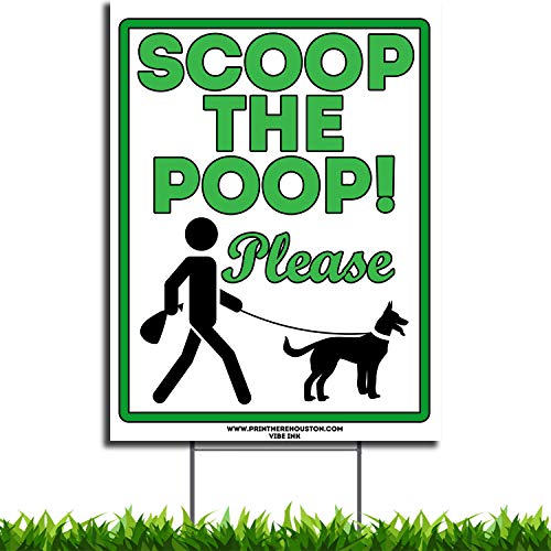 Product Cover VIBE INK 9 x 12 Scoop The Poop Please Clean Up After Your Dog - No Pooping Dog Lawn Signs with Metal Wire H-Stakes Stands Included, Made in USA, Waterproof