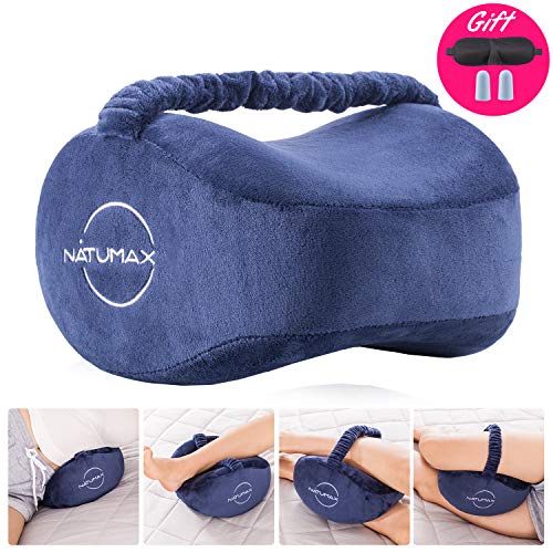 Product Cover NATUMAX Knee Pillow for Side Sleepers - Sciatica Pain Relief - Back Pain, Leg Pain, Pregnancy, Hip and Joint Pain Memory Foam Leg Pillow (Pillow+Sleep Mask and Ear Plugs)