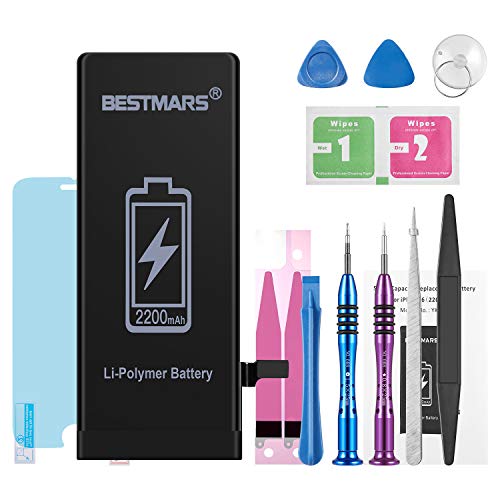Product Cover BESTMARS Battery Compatible for iPhone 6s, 2200mAh High Capacity 0 Cycle Li-ion Replacement Battery with Full Set Repair Tool Kit, Adhesive Strip, Instructions and Screen Protector - 2 Year Warranty