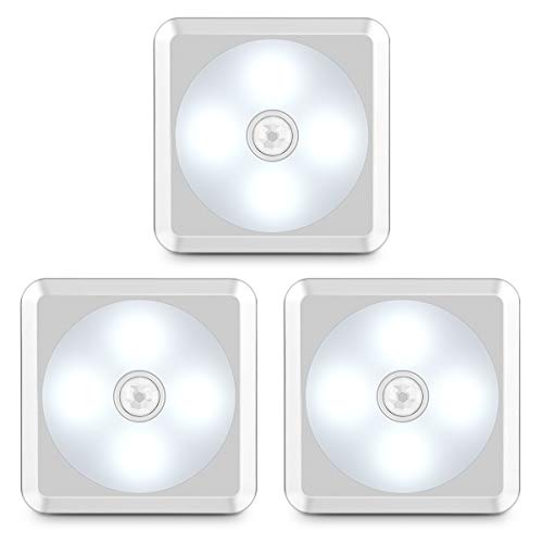 Product Cover URPOWER Motion Sensor Light, Battery Operated Closet Light Wireless Motion Sensor Closet Lights Stick-on Anywhere Motion Sensor Night Lights for Stair, Cabinet, Closet, Bathroom-Cool White 3 Pack