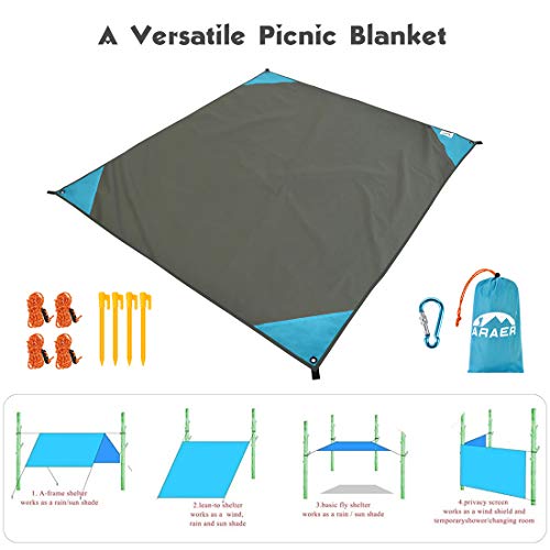 Product Cover ARAER Outdoor Multi-Function Blanket Mat Tent Tarp for Camping Beach Picnic Travel Anti-Mildew Waterproof Lightweight Familly Gear 63