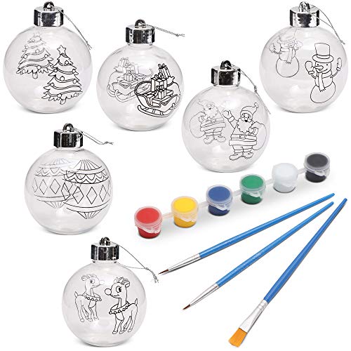 Product Cover Bright Creations DIY Ornaments Christmas Paint and Brush Set with 6 Assorted Designs