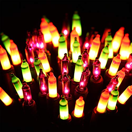 Product Cover ⭐️Halloween String Lights - 24ft 100 Incandescent Orange&Purple&Green Mini Bulbs Lights, Halloween Lighting Decor for Outdoor&Indoor Use, Fairy Garden, Yard, Home, Party, Holiday, Halloween Decoration