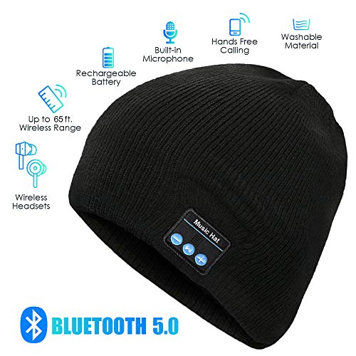 Product Cover Bluetooth Beanie, Mens Gifts, Electronic Gifts for Men, Fashion Gifts for Women, Bluetooth Hats for Men and Women, Music Hat with Bluetooth Headphones(Black)