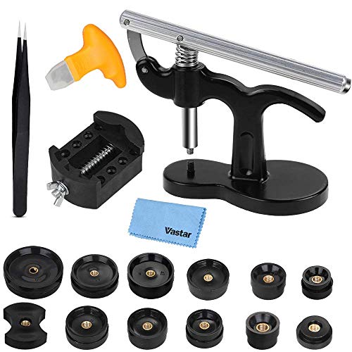 Product Cover Vastar 18 Pcs Watch Press - Watch Repair Kit, Watch Back Case Closer Watch Battery Replacement Tool Kit with 12 Dies, Tweezers
