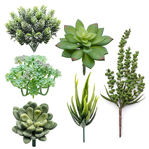 Product Cover SONGMICS Artificial Succulents, 6 Pieces of Various Artificial Plants, Decorative Plants, Fake Houseplants Used in Pots for Living Room, Office, Bookshelf, Tabletop Decoration ULAP201GN