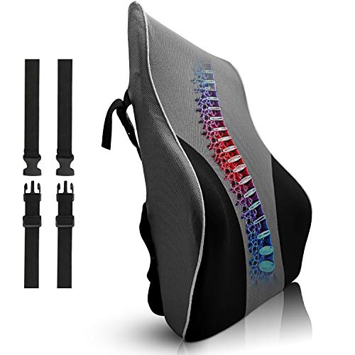 Product Cover Viteps Lumbar Support Back Cushion with Special Contour Ergonomic Design to Ease Pack Pain and 2 Straps
