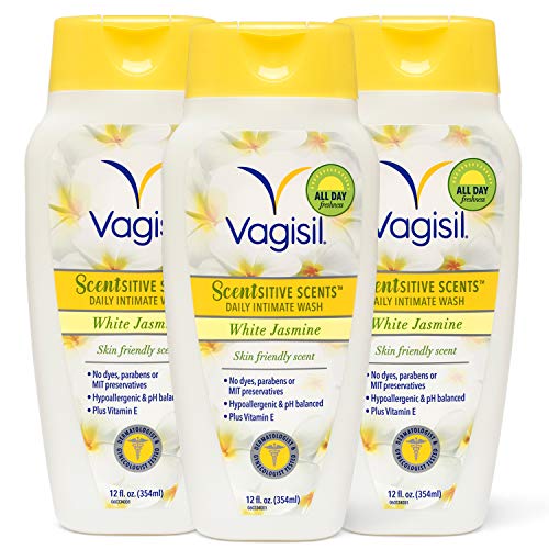 Product Cover Vagisil Scentsitive Scents Daily Intimate Feminine Vaginal Wash, White Jasmine Scent, 12 Fl Oz (Pack of 3)