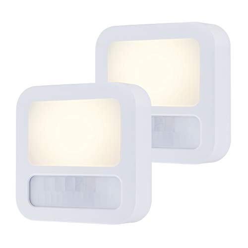Product Cover GE White Motion Sensor LED Night Light, 2 Piece, 20 Lumens, Dusk-to-Dawn, UL Listed, Modern, Ideal for Living Room, Bathroom, Bedroom, Nursery, 46439, 2 Piece, 2 Piece