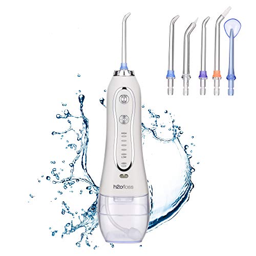 Product Cover H2ofloss Water Flosser Professional Cordless Dental Oral Irrigator - Portable and Rechargeable IPX7 Waterproof Water Flossing for Teeth Cleaning,300ml Reservoir Home and Travel (HF-6)