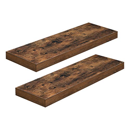 Product Cover VASAGLE Wall Shelf Set of 2, Vintage Floating Shelf 23.6 Inch, Hanging Shelves Wall Mounted, for Photos, Decorations, Rustic Brown ULWS26BX-2