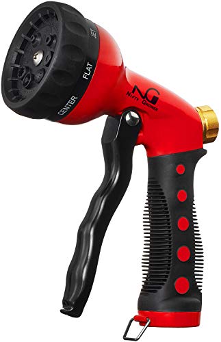 Product Cover Nifty Grower Heavy-Duty Metal Garden Hose Nozzle - Water Hose Nozzle with 8 Adjustable Watering Patterns