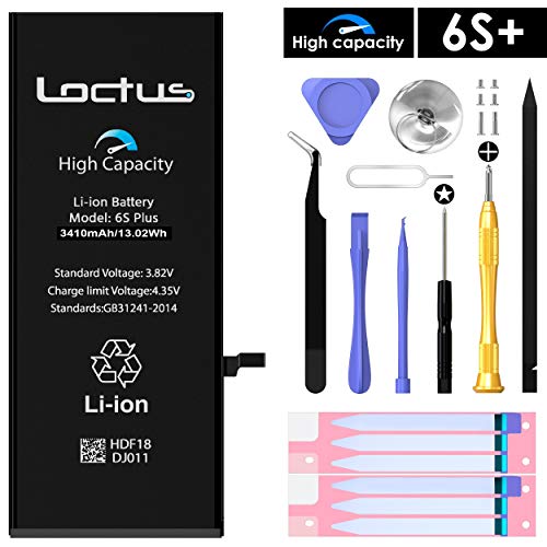 Product Cover High-Capacity 3410mAh Battery for iPhone 6S Plus with Complete Repair Tool Kit, Two Sets of Adhesive Tape and Instructions Included 24 Months Guaranty
