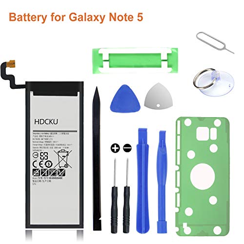 Product Cover HDCKU Note 5 Battery Replacement Kit for Samsung Galaxy Note 5 EB-BN920ABE with Full Repair Tools and Instruction Manual (12 Month Warranty)