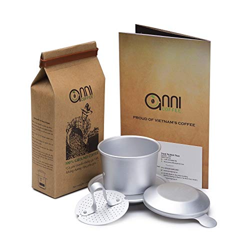Product Cover Combo of Anni Tradition Vietnamese ground coffee (7oz, high caffein) + Aluminum Phin filter coffee maker (strong taste)