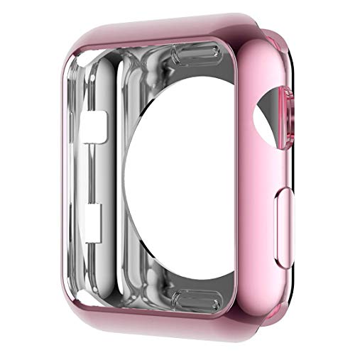Product Cover Compatible with Apple Watch Case, TPU Plated Cover Scratch-Resistant Protective Smartwatch Protector Bumper for iwatch Series 1 2 3 Sport Edition (Rose Gold, 42mm)