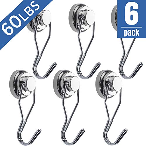 Product Cover Wofirm Swivel Swing Powerful Magnetic Hooks 55LBS, Strong Neodymium Magnetic Hook, Suitable for Refrigerators and Other Magnetic Surfaces, Pack of 6