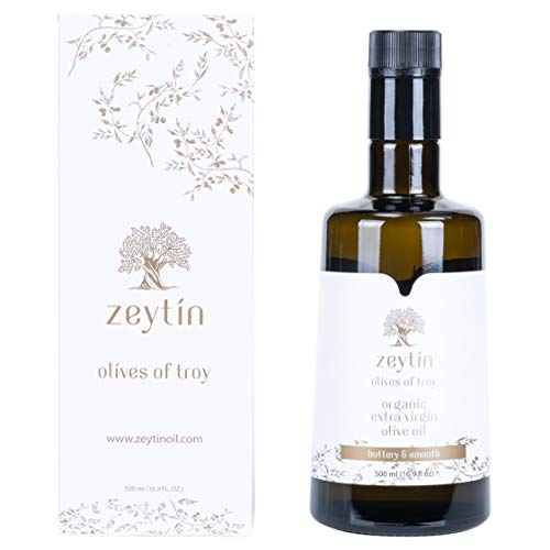 Product Cover Zeytin Premium Extra Virgin Olive Oil - 100% Trojan I Award Winning I PDO I Certified Organic I Early Harvest I Cold Pressed I Single-Sourced I Unfiltered (Buttery & Smooth, 500 ml (16.9 oz))