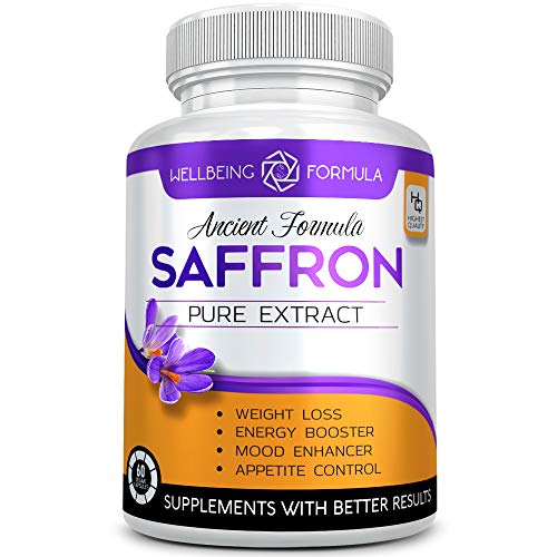Product Cover Pure Saffron Extract for Healthy Weight Loss-Natural Appetite Suppression Pills-Mood Booster Anti-Anxiety Saffron Supplement for Depression-Hunger Suppressant for Women and Men-Saffron Capsules