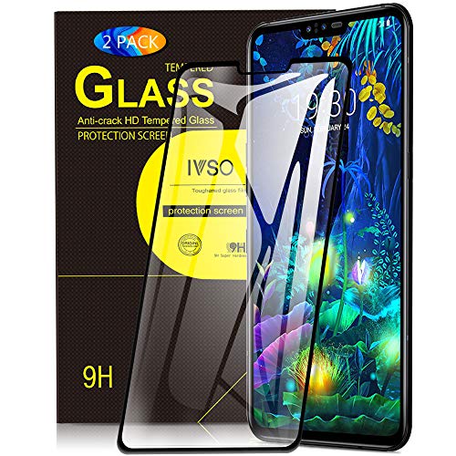 Product Cover IVSO 2 Pack Screen Protector for LG V50 and LG V50 ThinQ 2019, Anti-Scratch,Anti-Fingerprint Tempered Glass Bubble Free Screen Protector for LG V50 and LG V50 ThinQ 2019(Black)