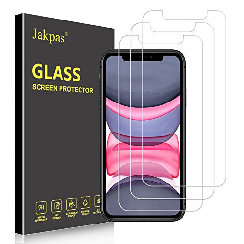 Product Cover Jakpas Screen Protector for iPhone 11 (6.1''),iPhone XR (6.1 inch),[3 Pack] Tempered Glass Screen Protector [Bubble Free] [Anti-Scratch] [High Responsive] Work Most Case for iPhone XR